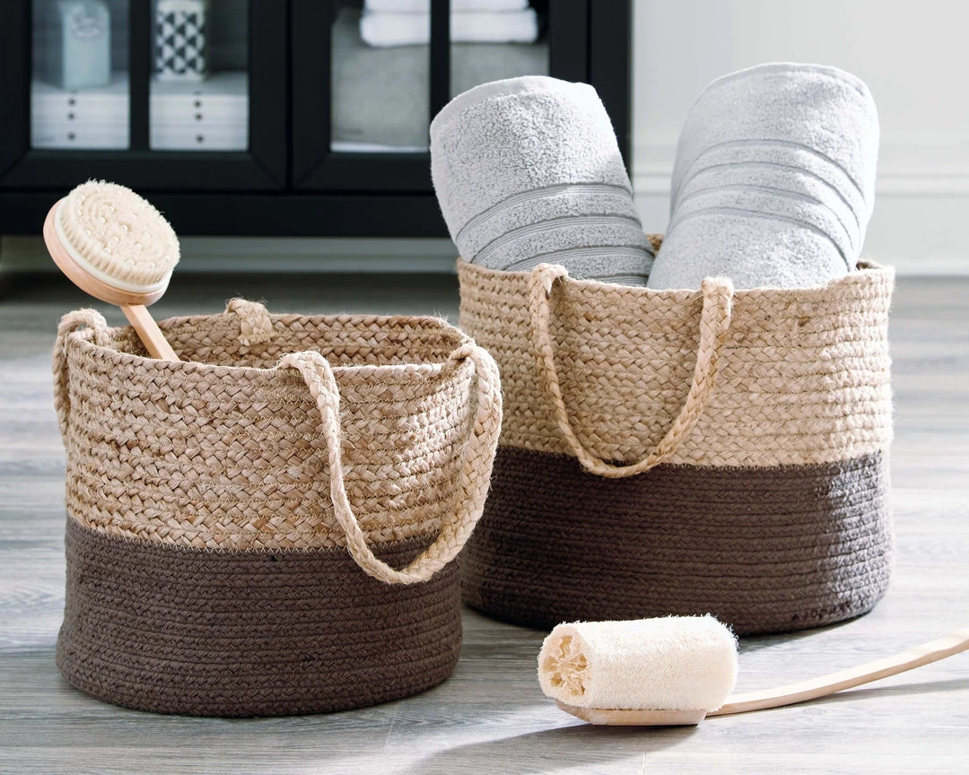 Ashley Furniture Parrish - Natural/charcoal - Basket Set (2/cn) 6 Ashley Furniture Parrish - Natural/charcoal - Basket Set (2/cn)