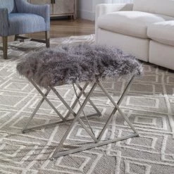 Uttermost Astairess Fur Small Bench Benches