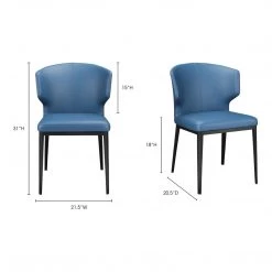 Moe's Home Collection Chairs Delaney Side Chair Steel Blue-m2