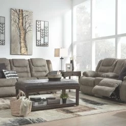 Ashley Furniture Mccade - Cobblestone - Dbl Rec Loveseat W/console Reclining Furniture