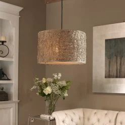Uttermost Knotted Rattan Light Drum Pendant
