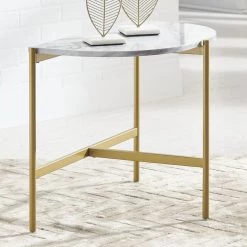 Ashley Furniture Tables Wynora - White/gold - Chair Side End Table