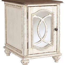 Ashley Furniture Realyn - White/brown - Chair Side End Table - Insert Mirror Tables