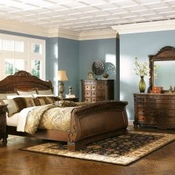 Millennium® By Ashley North Shore - Dark Ultimate Best In Class Dresser, Mirror, Sleigh Bed