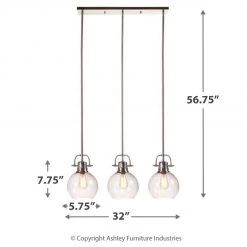 Ashley Furniture Johano - Gray - Glass Pendant Light (1/cn)