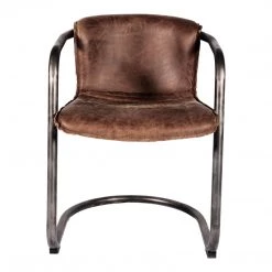 Moe's Home Collection Benedict Dining Chair Grazed Brown Leather -m2 Chairs