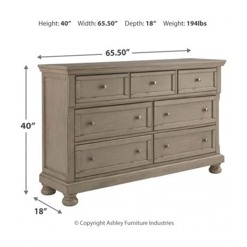 Signature Design By Ashley® Lettner - Light Gray - Dresser, Mirror, Sleigh Bed With 2 Storage Drawers Bedroom Sets