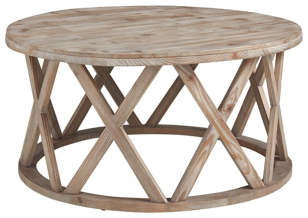 Ashley Furniture Glasslore - Light Grayish Brown - Round Cocktail Table 3 Ashley Furniture Glasslore - Light Grayish Brown - Round Cocktail Table