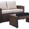 Ashley Furniture Outdoor Sets East - Dark Brown - Loveseat W/table (2/cn)