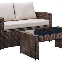Ashley Furniture Outdoor Sets East - Dark Brown - Loveseat W/table (2/cn)