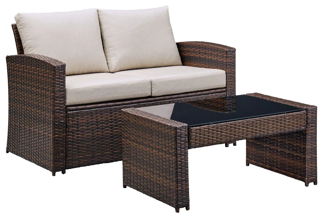 Ashley Furniture Outdoor Sets East - Dark Brown - Loveseat W/table (2/cn) 3 Ashley Furniture Outdoor Sets East - Dark Brown - Loveseat W/table (2/cn)