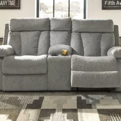 Ashley Furniture Mitchiner - Fog - Dbl Rec Loveseat W/console