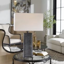 Accessories Uttermost Sanderson Metallic Charcoal Table Lamp