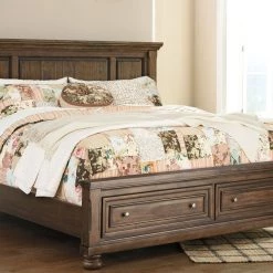 Signature Design By Ashley® Flynnter - Medium Brown - Queen Panel Bed With 2 Storage Drawers