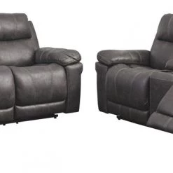 Signature Design By Ashley® Reclining Furniture Erlangen - Midnight - 3 Pc. - Power Sofa, Loveseat, Recliner