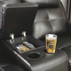 Ashley Furniture Kempten - Black - Dbl Rec Loveseat W/console Reclining Furniture