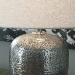 Ashley Furniture Magalie - Antique Silver Finish - Metal Table Lamp (1/cn)