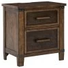 Ashley Furniture Nightstands Wyattfield - Brown / Beige - Two Drawer Night Stand