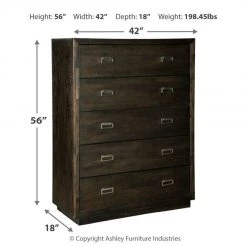 Ashley Furniture Hyndell - Dark Brown - Five Drawer Chest 12 Ashley Furniture Hyndell - Dark Brown - Five Drawer Chest