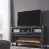 Signature Design By Ashley® Todoe - Gray - 2 Pc. - 65" Tv Stand With Wide Fireplace Insert
