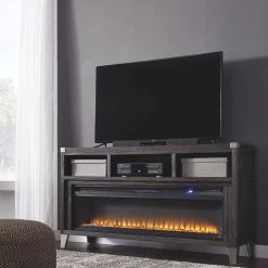 Signature Design By Ashley® Todoe - Gray - 2 Pc. - 65" Tv Stand With Wide Fireplace Insert