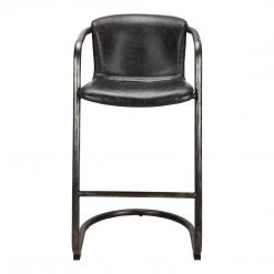 Moe's Home Collection Stools Freeman Barstool Onyx Black Leather -m2