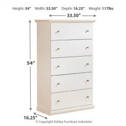 Ashley Furniture Chests Bostwick - White - Five Drawer Chest