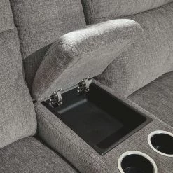 Ashley Furniture Reclining Furniture Mouttrie - Smoke - Pwr Rec Loveseat/con/adj Hdrst