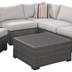 Ashley Furniture Cherry - Gray - Loveseatsec/otto/tbl Set(4/cn)