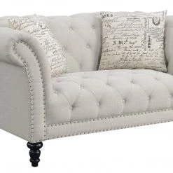 Emerald Home Hutton II Tufted Loveseat, Ivory