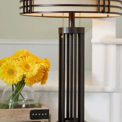 Ashley Furniture Hanswell - Dark Brown - Metal Table Lamp (1/cn)