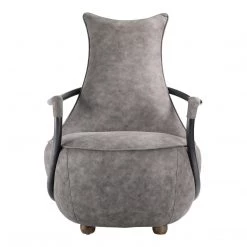Moe's Home Collection Carlisle Club Chair Rolling Grey Velvet Chairs