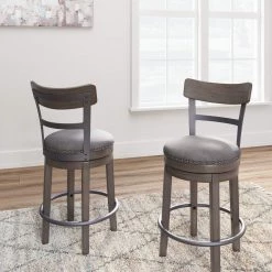 Ashley Furniture Stools Caitbrook - Dark Gray - Uph Swivel Barstool (1/cn)