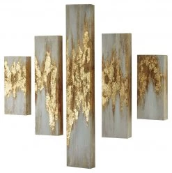 Ashley Furniture Accessories Devlan - Gold Finish/white - Wall Art Set (5/cn)