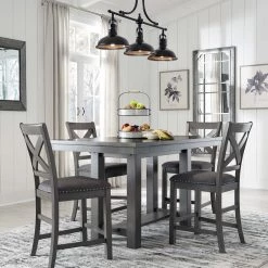 Signature Design By Ashley® Myshanna - Dark Gray - 5 Pc. - Counter Extension Table, 4 Barstools