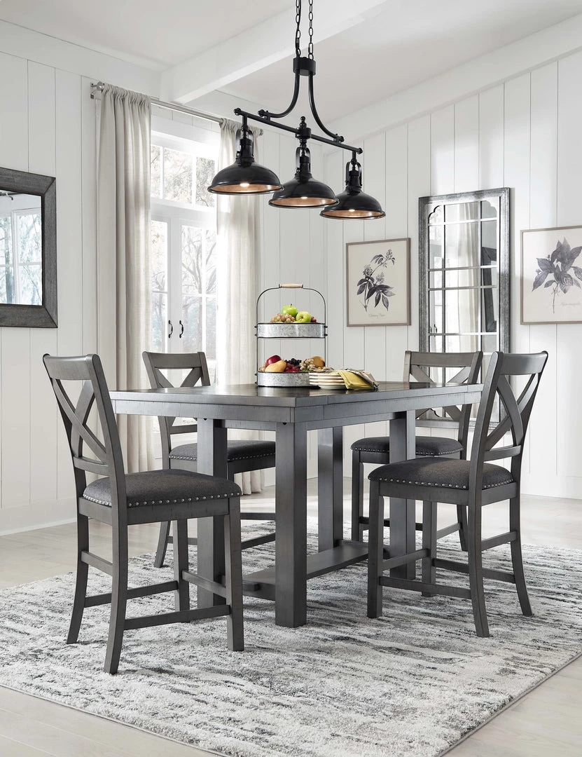 Signature Design By Ashley® Myshanna - Dark Gray - 5 Pc. - Counter Extension Table, 4 Barstools 3 Signature Design By Ashley® Myshanna - Dark Gray - 5 Pc. - Counter Extension Table, 4 Barstools