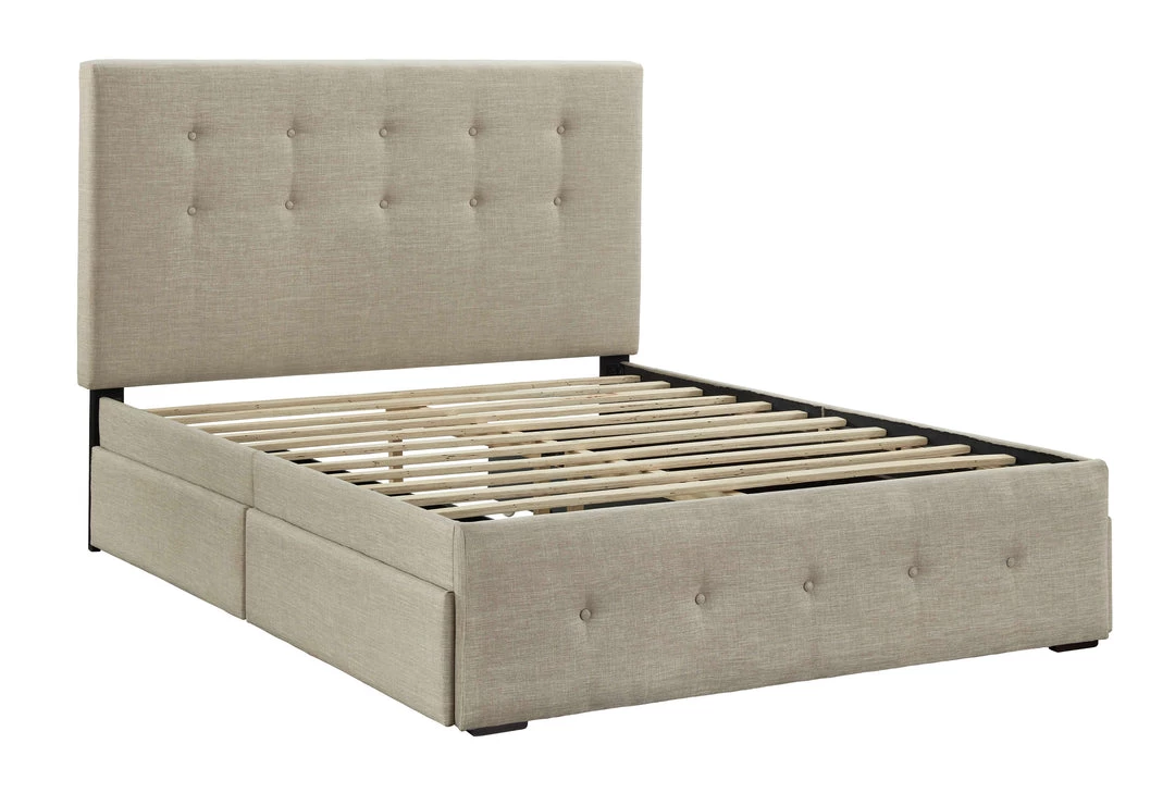 Signature Design By Ashley® Gladdinson - Gray - Queen Upholstered Bed With 4 Storage Drawers Beds 4 Signature Design By Ashley® Gladdinson - Gray - Queen Upholstered Bed With 4 Storage Drawers Beds