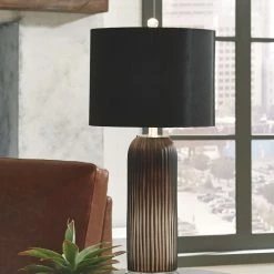 Ashley Furniture Abaness - Black - Glass Table Lamp (2/cn) Accessories