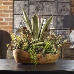 Accessories Uttermost Salar Succulents In Teak Bowl