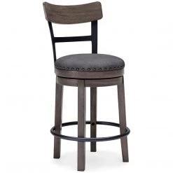 Ashley Furniture Stools Caitbrook - Dark Gray - Uph Swivel Barstool (1/cn)