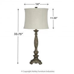 Ashley Furniture Accessories Alinae - Pearl Silver - Poly Table Lamp (1/cn)