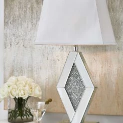 Ashley Furniture Prunella - Silver Finish - Mirror Table Lamp (1/cn)