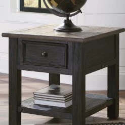 Ashley Furniture Tyler - Grayish Brown/black - Rectangular End Table
