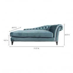Moe's Home Collection Chaises Bibiano Chaise Velvet Blue