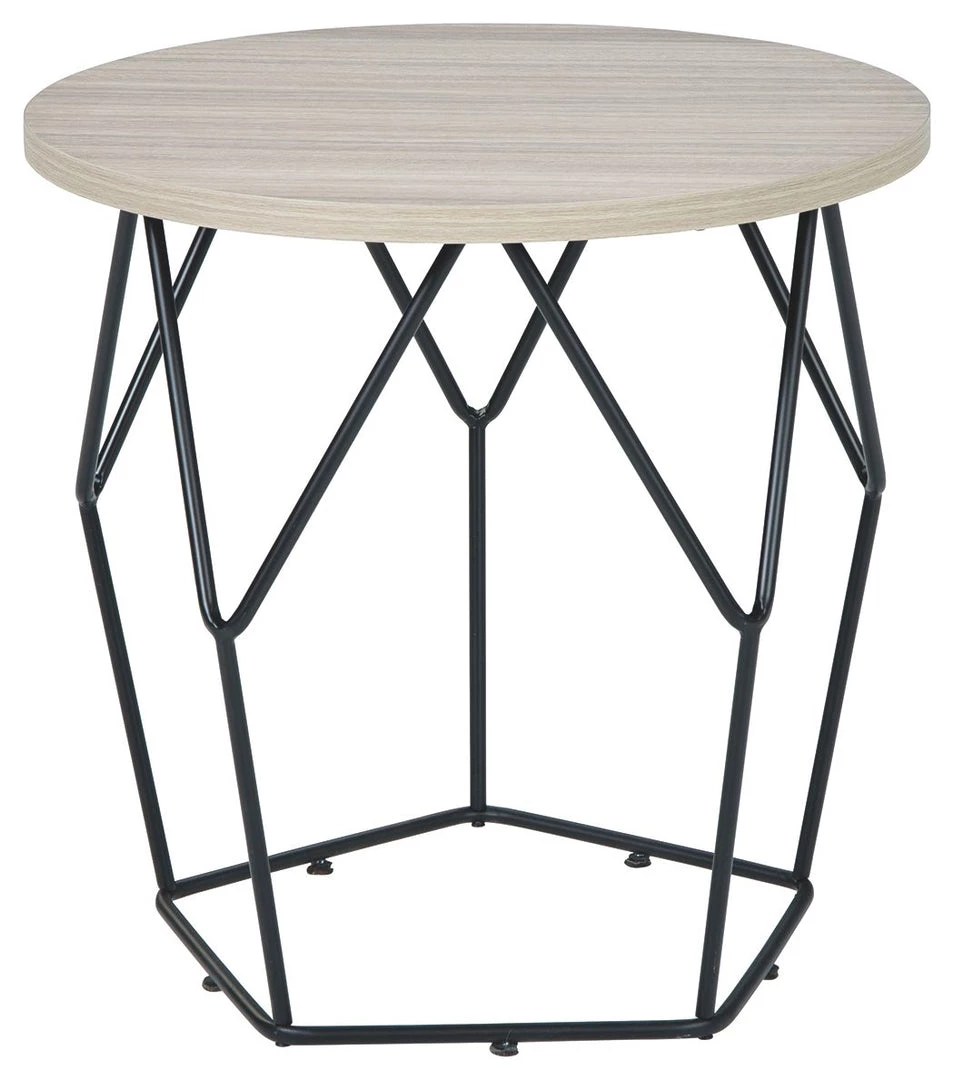 Ashley Furniture Waylowe - Light Brown/black - Round End Table 4 Ashley Furniture Waylowe - Light Brown/black - Round End Table