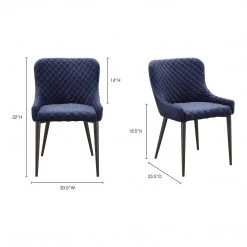 Moe's Home Collection Chairs Etta Dining Chair Dark Blue