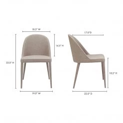 Moe's Home Collection Chairs Burton Fabric Dining Chair Light Grey-m2