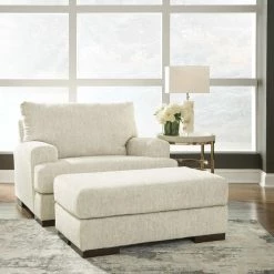 Signature Design By Ashley® Chair & Ottoman Sets Caretti - Parchment - 2 Pc. - Chair And A Half, Ottoman