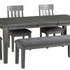 Signature Design By Ashley® Hallanden - Dark Gray - 6 Pc. - Extension Table, 4 Side Chairs, Bench Dining Room Sets