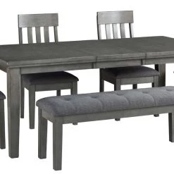 Signature Design By Ashley® Hallanden - Dark Gray - 6 Pc. - Extension Table, 4 Side Chairs, Bench Dining Room Sets
